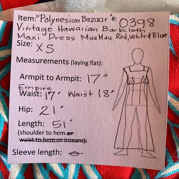 🌺 Vintage Hawaiian Barkcloth Dress Muumuu XS - Picture 8 of 8